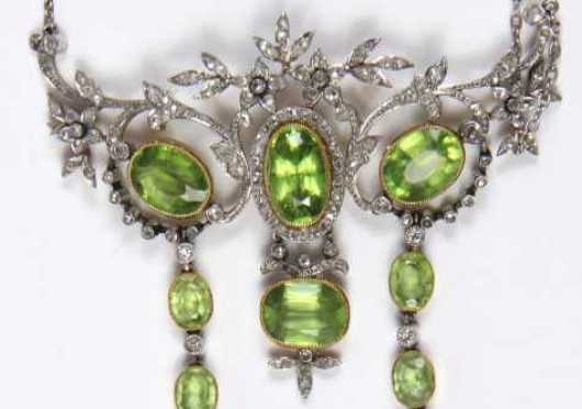 Diamond and Peridot Lavaliere Necklace
