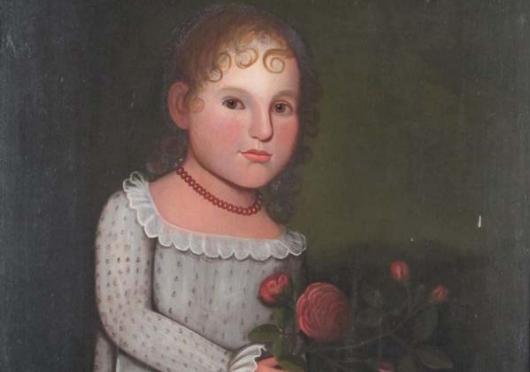 Zedekiah Belknap oil on wooden panel of a young girl