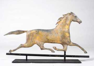 19thC Running Horse Weathervane- Copper with Zinc Cast Head