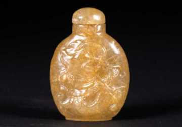 A Chinese Yellow Hair Crystal Snuff Bottle